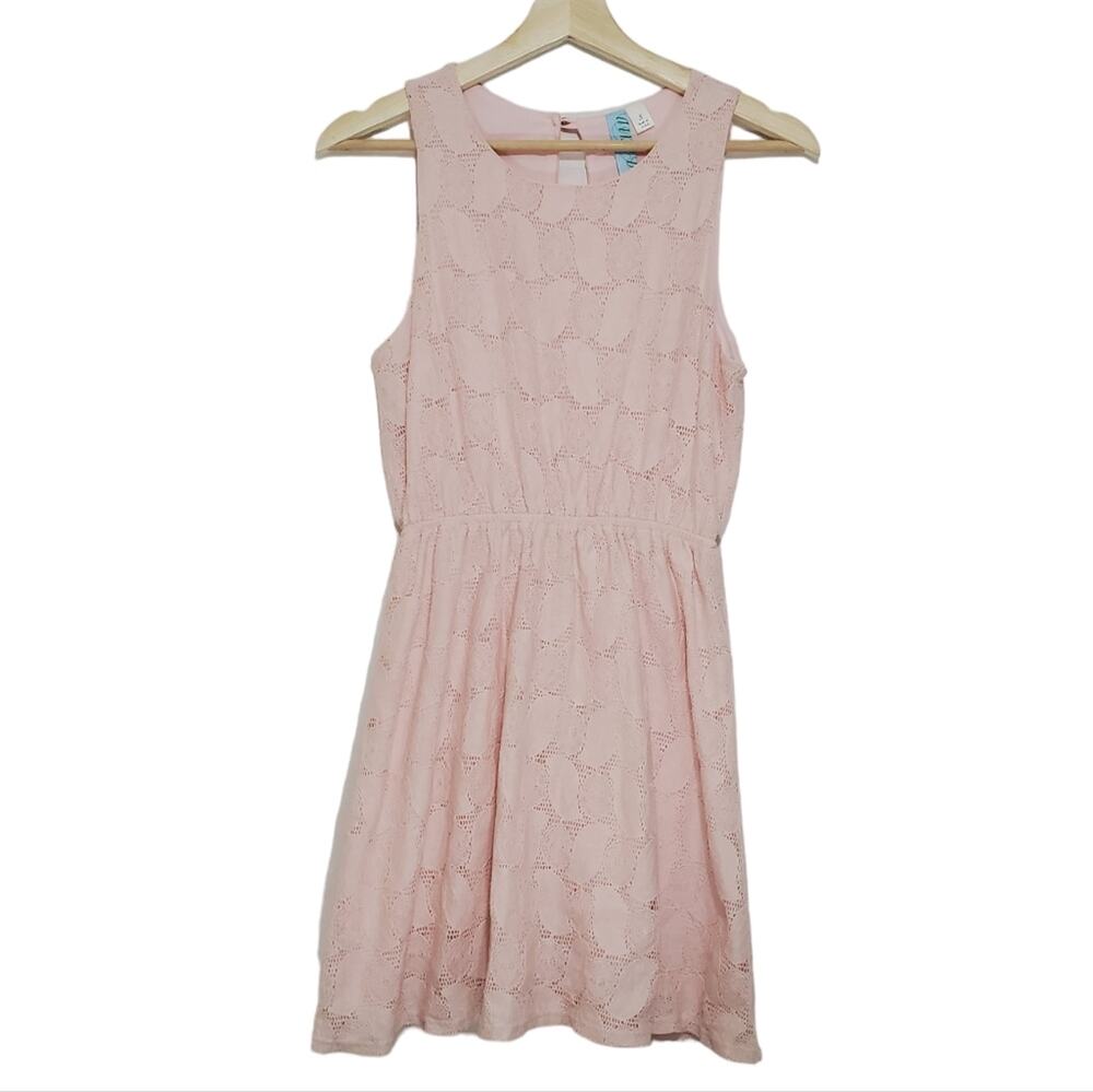 Dina Be | Light Pink Lace Sleeveless Fit n Flare Dress Whimsy Fairy Feminine
